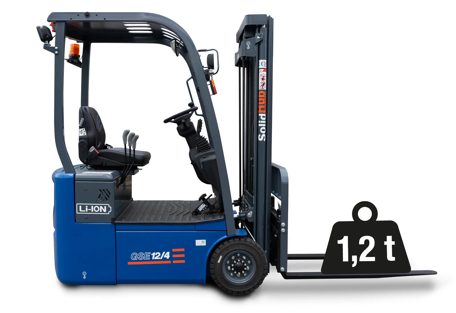 Chariot élévateur électrique SolidHub GSE12/4 – 1,2 T – 4,35 m – Li-Ion