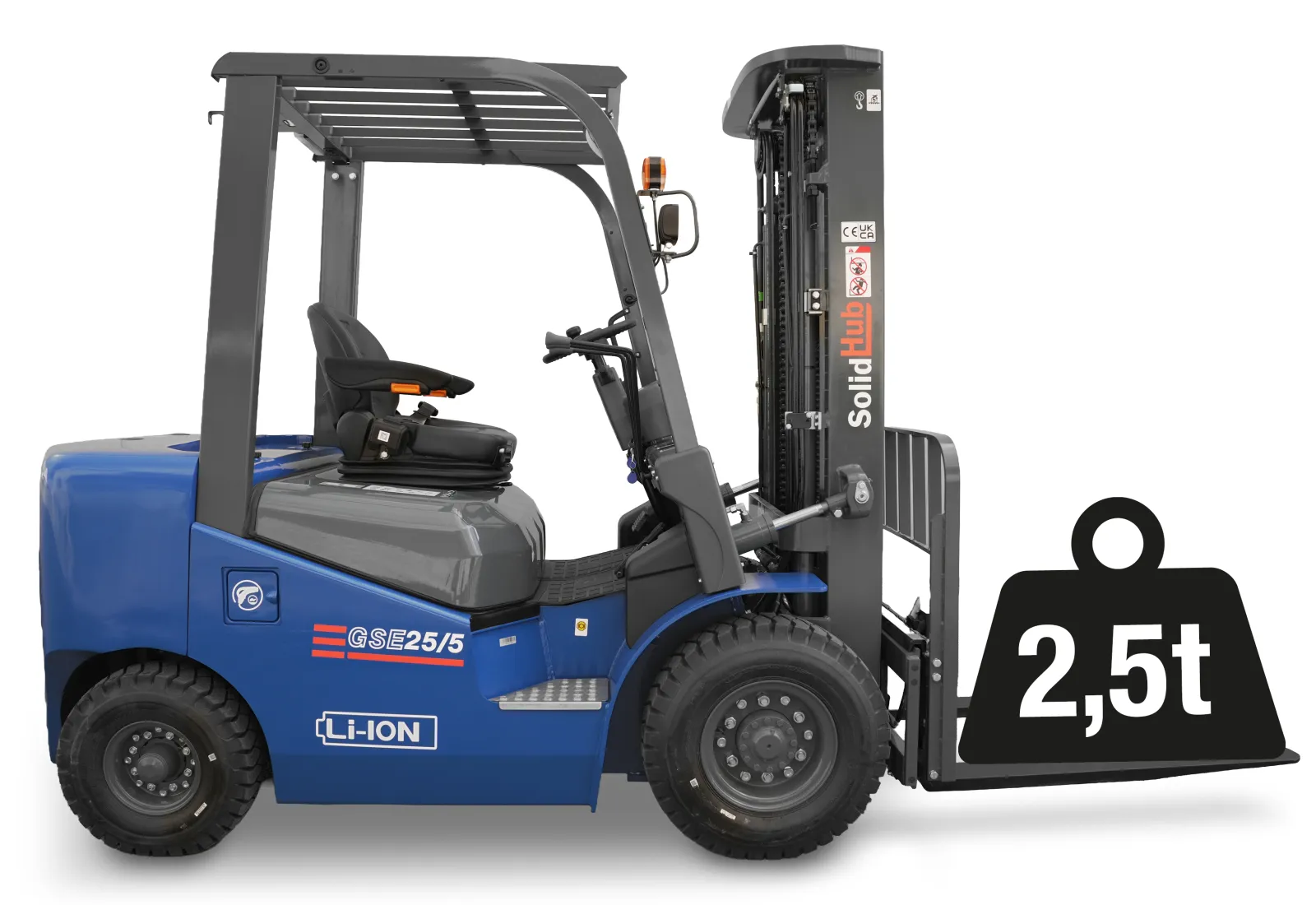 Chariot élévateur électrique SolidHub GSE25/5 – 2,5 T – 4,80 m – Li-Ion